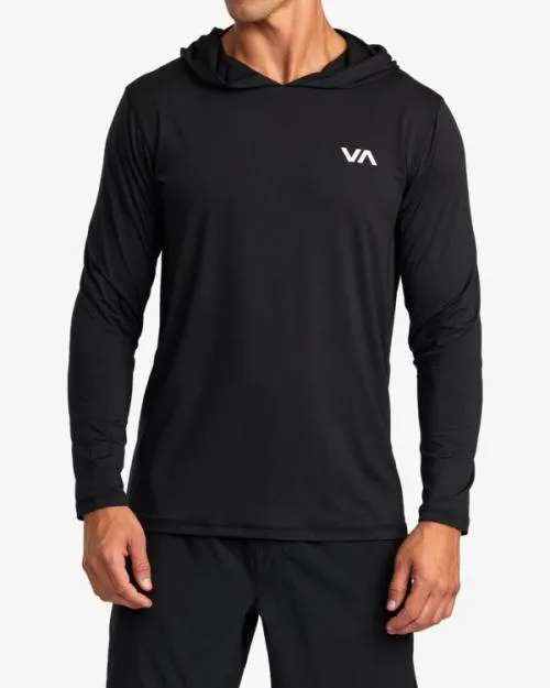 Rvca Sport Vent Technical Hooded Top Black SportMen Long Sleeves