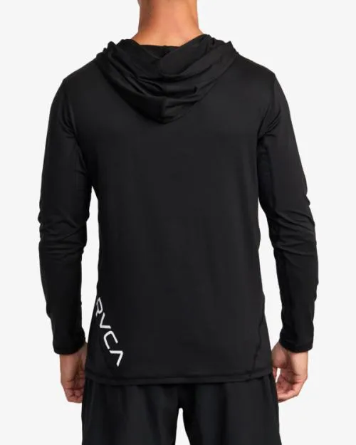 Rvca Sport Vent Technical Hooded Top Black SportMen Long Sleeves