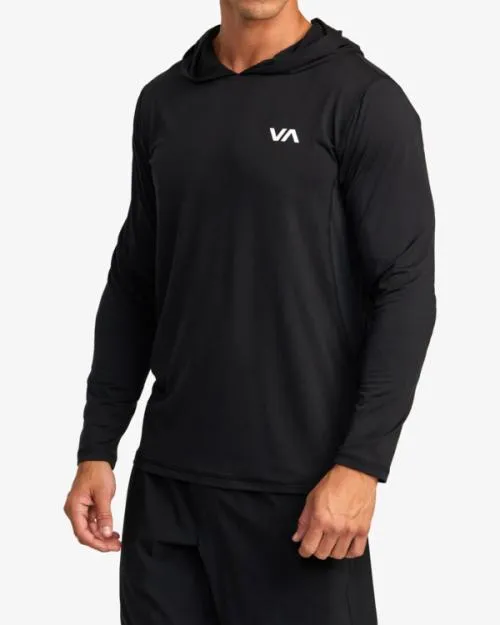 Rvca Sport Vent Technical Hooded Top Black SportMen Long Sleeves