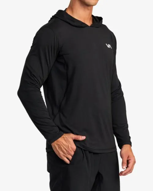Rvca Sport Vent Technical Hooded Top Black SportMen Long Sleeves