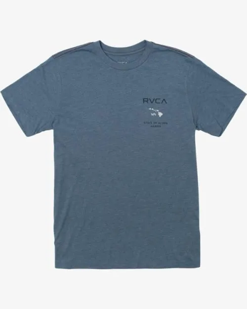 Rvca STATE OF ALOHA SS Industrial Blue Men Short Sleeves