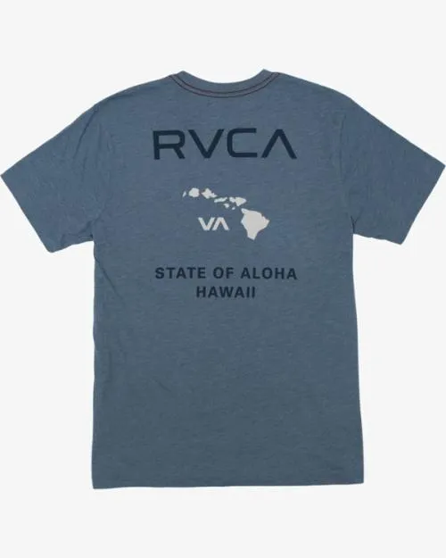 Rvca STATE OF ALOHA SS Industrial Blue Men Short Sleeves