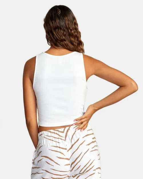 Rvca Test Drive Cropped Tank Top Whisper White Women Tops
