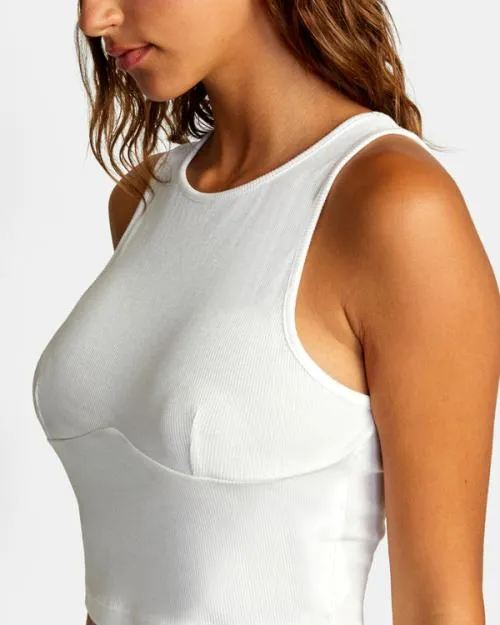 Rvca Test Drive Cropped Tank Top Whisper White Women Tops