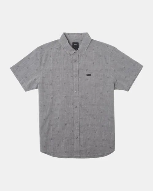 Rvca That039ll Do Dobby Short Sleeve Shirt Grey Men Shirts and Flannels