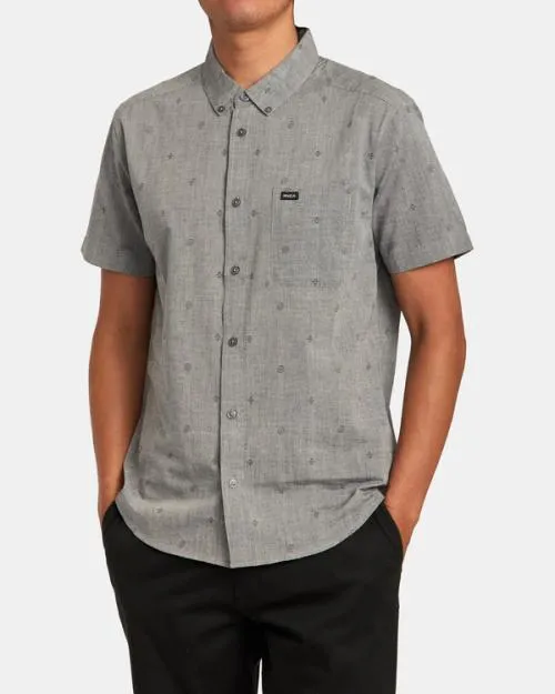 Rvca That039ll Do Dobby Short Sleeve Shirt Grey Men Shirts and Flannels