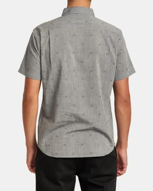 Rvca That039ll Do Dobby Short Sleeve Shirt Grey Men Shirts and Flannels
