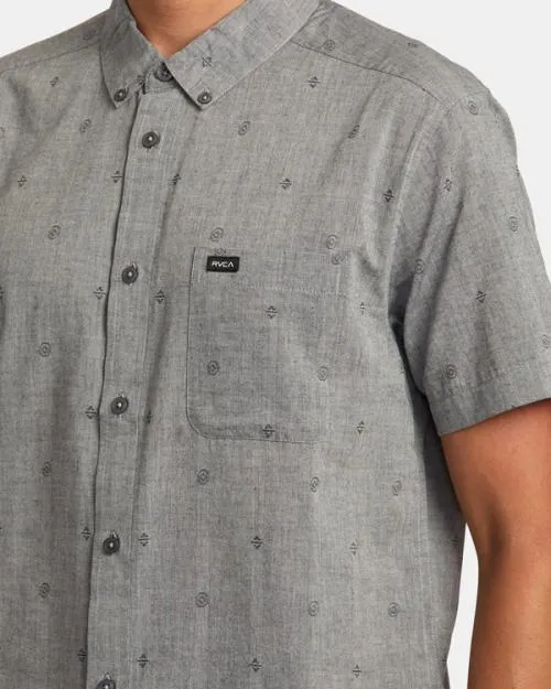 Rvca That039ll Do Dobby Short Sleeve Shirt Grey Men Shirts and Flannels