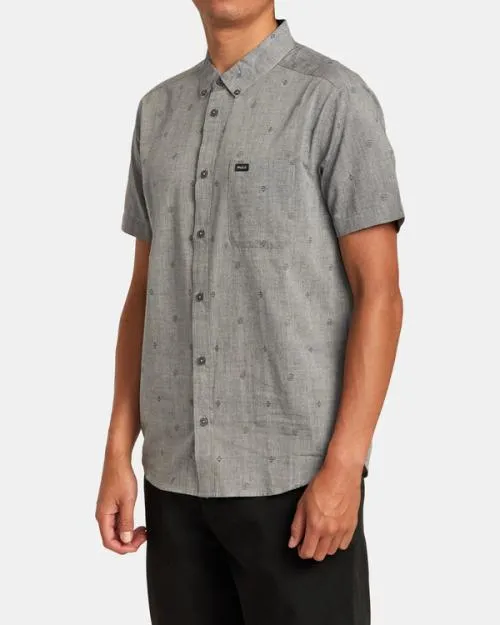 Rvca That039ll Do Dobby Short Sleeve Shirt Grey Men Shirts and Flannels