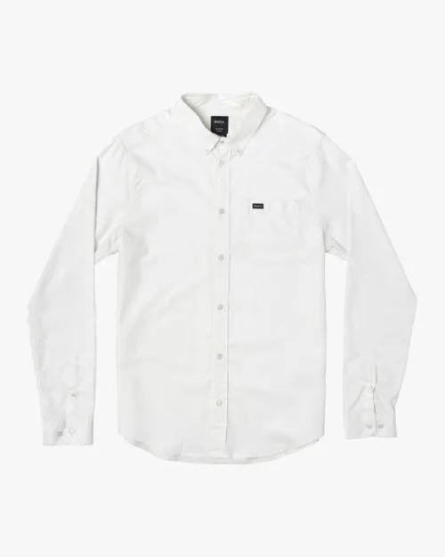 Rvca Thatll Do Stretch Long Sleeve Shirt White Men Shirts and Flannels