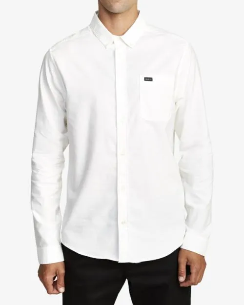 Rvca Thatll Do Stretch Long Sleeve Shirt White Men Shirts and Flannels