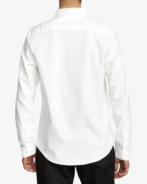 Rvca Thatll Do Stretch Long Sleeve Shirt White Men Shirts and Flannels