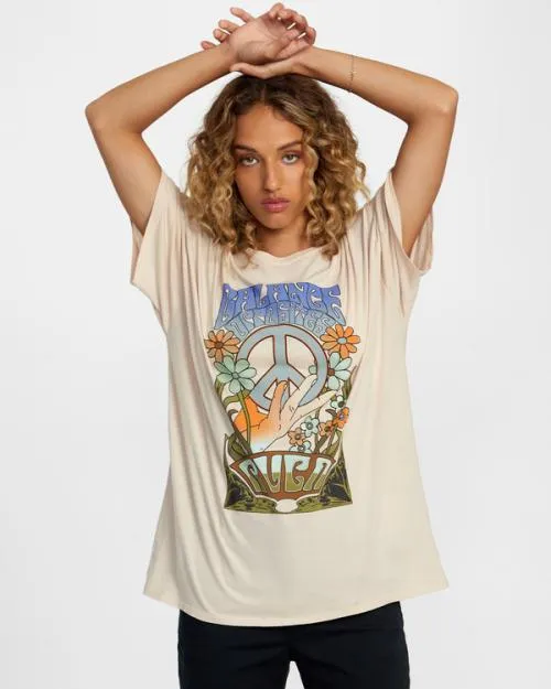 Rvca Uprising Tee Chalk Women Tees and Tanks