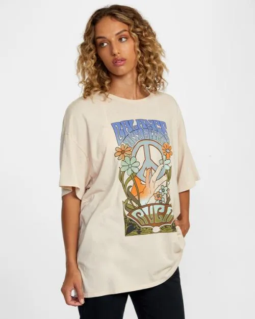 Rvca Uprising Tee Chalk Women Tees and Tanks