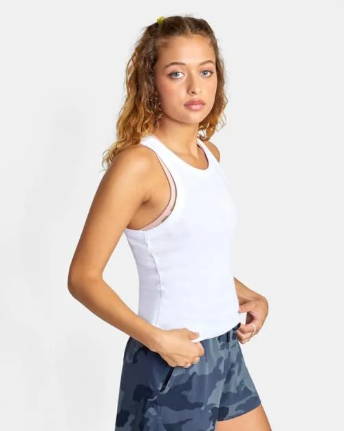 Rvca VA Essential Ribbed Tank Top White SportWomen Tees and Tanks