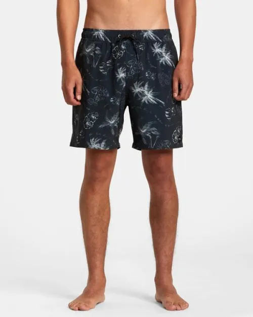 Rvca VA Pigment Elastic Waist Boardshorts 17034 Black Men Boardshorts
