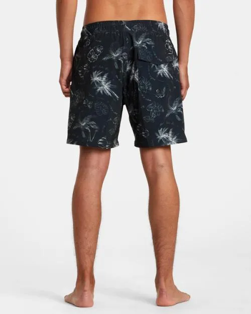 Rvca VA Pigment Elastic Waist Boardshorts 17034 Black Men Boardshorts