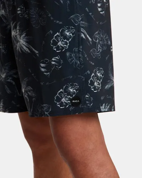 Rvca VA Pigment Elastic Waist Boardshorts 17034 Black Men Boardshorts