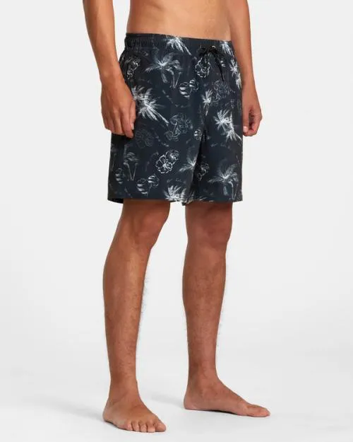 Rvca VA Pigment Elastic Waist Boardshorts 17034 Black Men Boardshorts