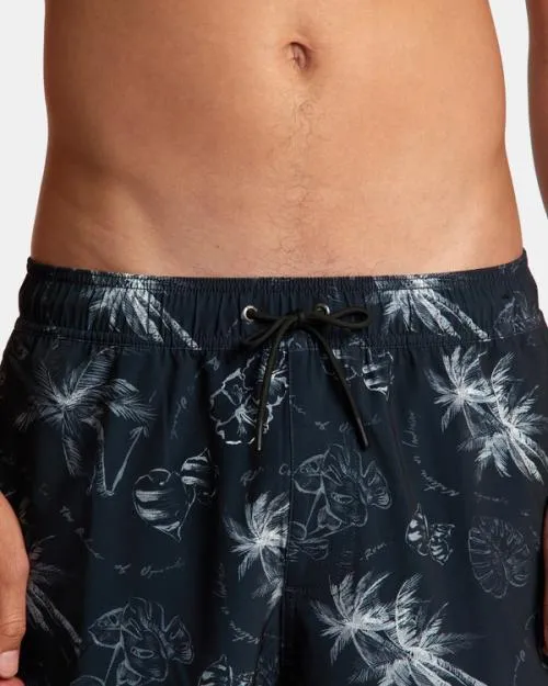 Rvca VA Pigment Elastic Waist Boardshorts 17034 Black Men Boardshorts