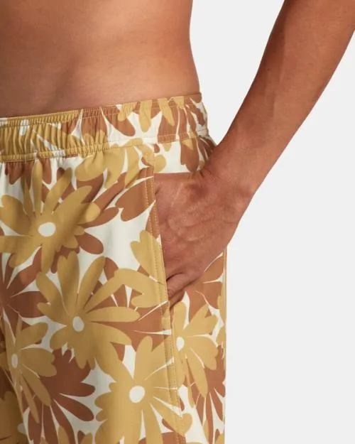 Rvca VA Pigment Elastic Waist Boardshorts 17034 Khaki Men Boardshorts