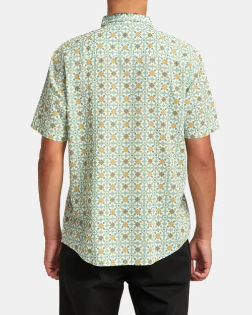 Rvca Vacationist Short Sleeve Shirt Green Haze Men Shirts and Flannels