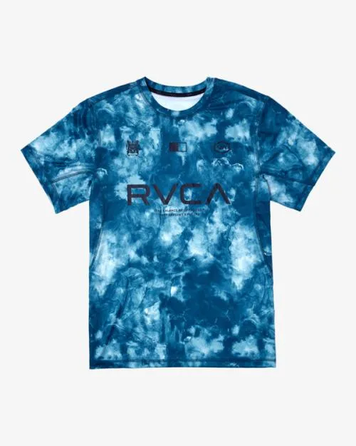 Rvca Vent VA Sport Badge Technical Training Tee Teal Tie Dye SportMen Short Sleeves
