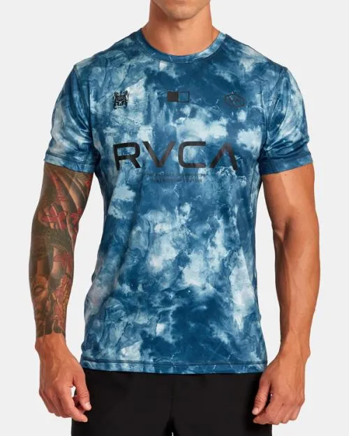 Rvca Vent VA Sport Badge Technical Training Tee Teal Tie Dye SportMen Short Sleeves