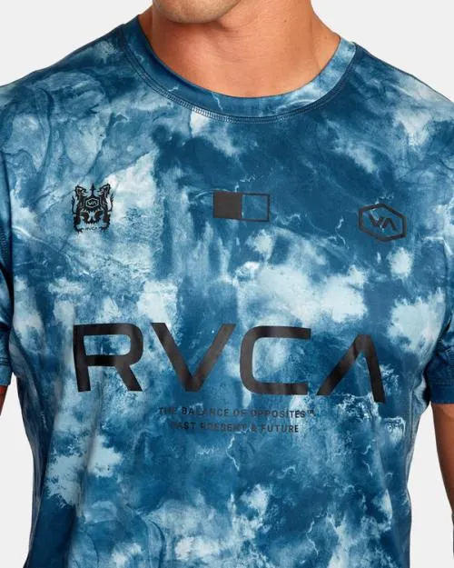 Rvca Vent VA Sport Badge Technical Training Tee Teal Tie Dye SportMen Short Sleeves