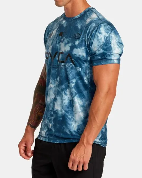Rvca Vent VA Sport Badge Technical Training Tee Teal Tie Dye SportMen Short Sleeves