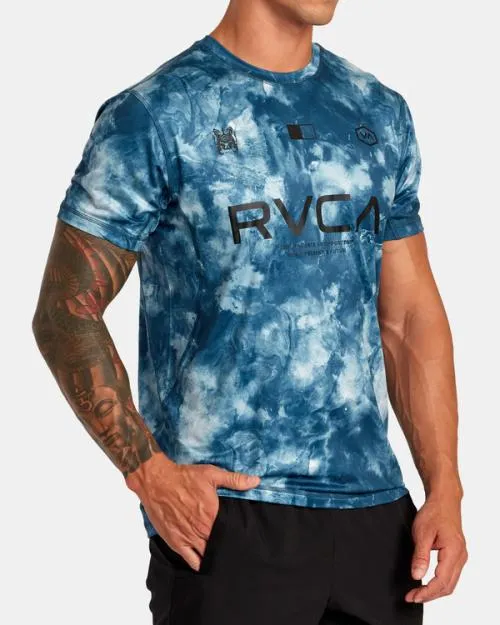 Rvca Vent VA Sport Badge Technical Training Tee Teal Tie Dye SportMen Short Sleeves