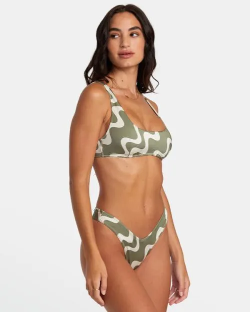 Rvca Waves Scooped Bralette Bikini Top Agave Women Bikini Tops
