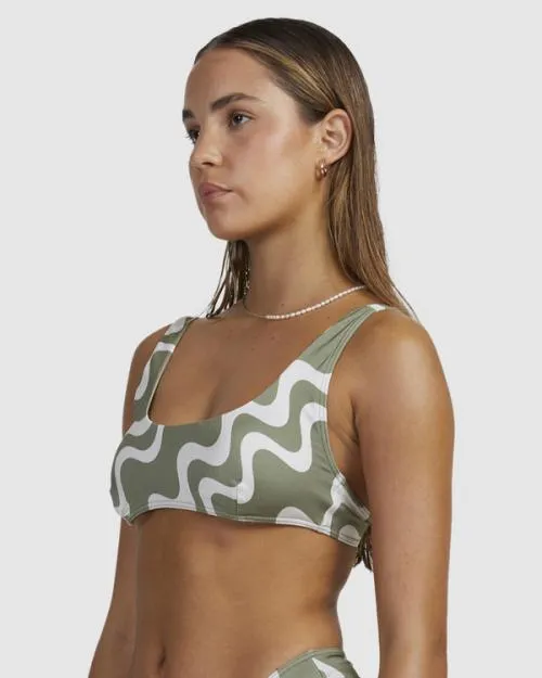 Rvca Waves Scooped Bralette Bikini Top Agave Women Bikini Tops