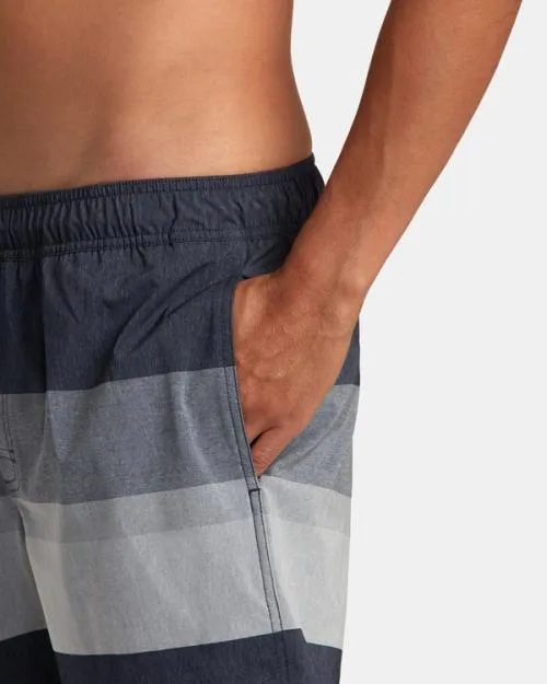 Rvca Westport Yarndye Elastic Waist Boardshorts 17034 Moody Blue Men Boardshorts