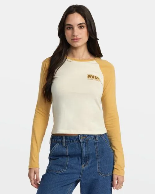 Rvca Workerwear Long Sleeve TShirt Latte Women Tees and Tanks