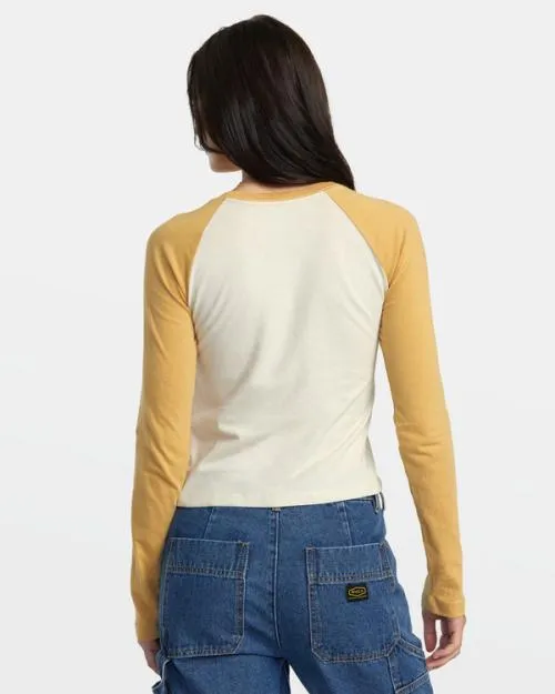 Rvca Workerwear Long Sleeve TShirt Latte Women Tees and Tanks