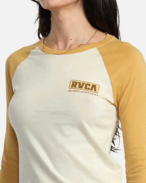 Rvca Workerwear Long Sleeve TShirt Latte Women Tees and Tanks