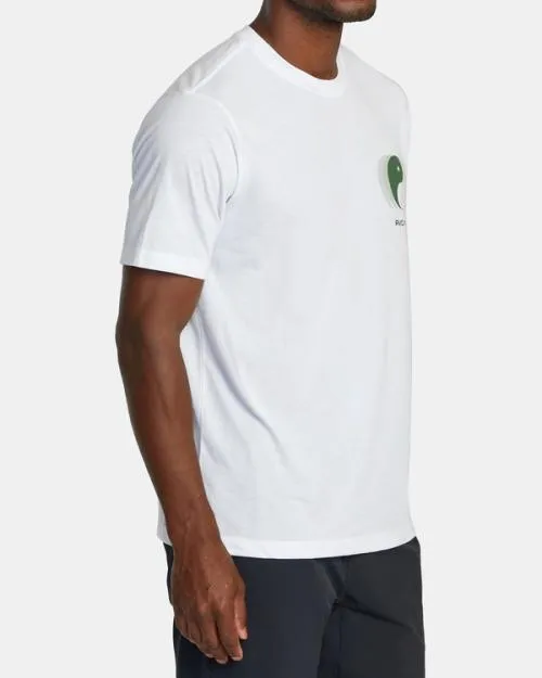 Rvca Yin Yang Pin TShirt White SportMen Short Sleeves