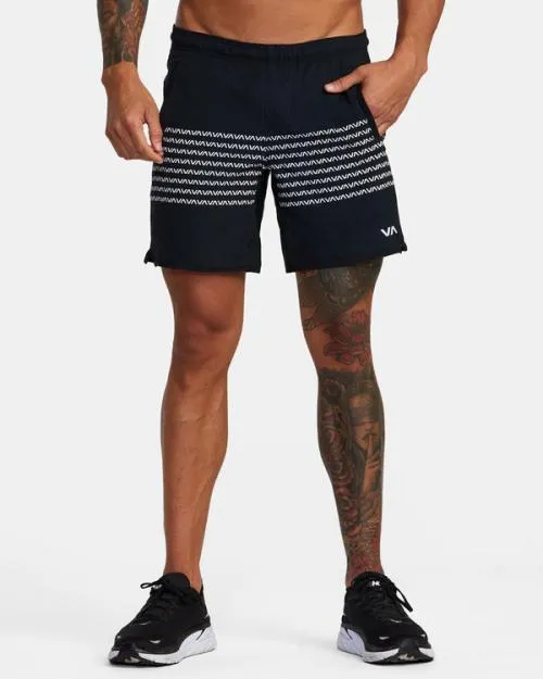 Rvca YOGGER STRETCH ATHLETIC SHORTS 17034 Blackwhite Men Athletic Shorts
