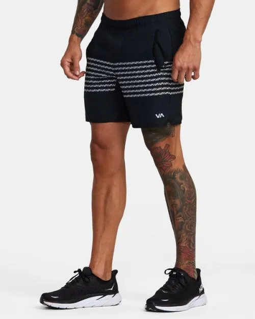 Rvca YOGGER STRETCH ATHLETIC SHORTS 17034 Blackwhite Men Athletic Shorts