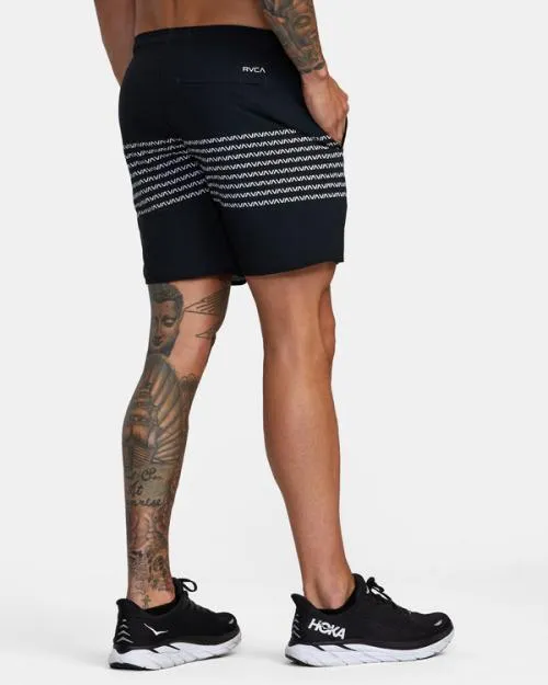 Rvca YOGGER STRETCH ATHLETIC SHORTS 17034 Blackwhite Men Athletic Shorts