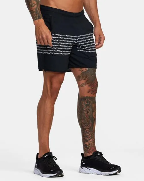 Rvca YOGGER STRETCH ATHLETIC SHORTS 17034 Blackwhite Men Athletic Shorts