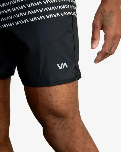 Rvca YOGGER STRETCH ATHLETIC SHORTS 17034 Blackwhite Men Athletic Shorts