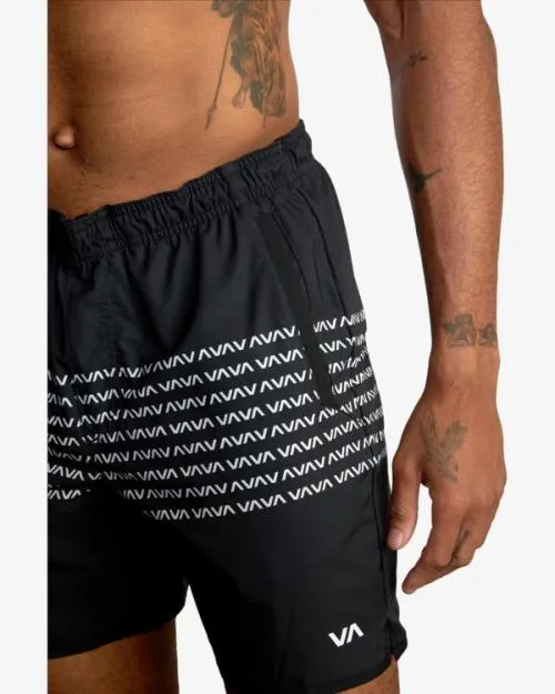 Rvca YOGGER STRETCH ATHLETIC SHORTS 17034 Blackwhite Men Athletic Shorts
