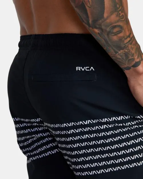 Rvca YOGGER STRETCH ATHLETIC SHORTS 17034 Blackwhite Men Athletic Shorts