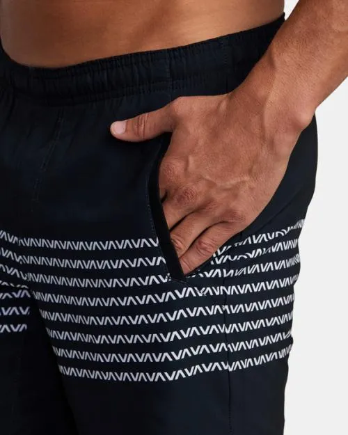 Rvca YOGGER STRETCH ATHLETIC SHORTS 17034 Blackwhite Men Athletic Shorts