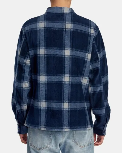 Rvca Yukon Hi Pile Fleece Shirt Jacket Moody Blue Men Jackets