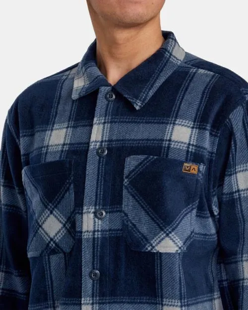 Rvca Yukon Hi Pile Fleece Shirt Jacket Moody Blue Men Jackets