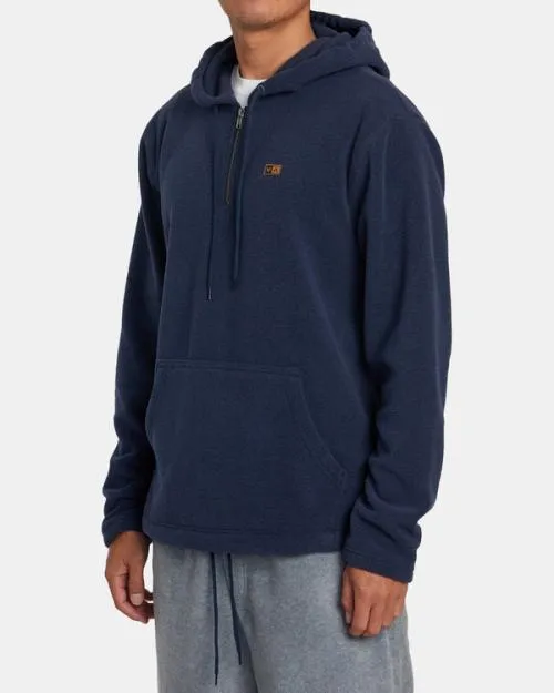 Rvca Yukon Quarter Zip Pullover Hoodie Blue Heather Men Hoodies and Sweatshirts
