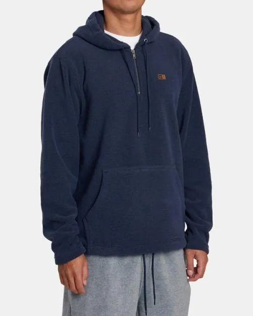 Rvca Yukon Quarter Zip Pullover Hoodie Blue Heather Men Hoodies and Sweatshirts